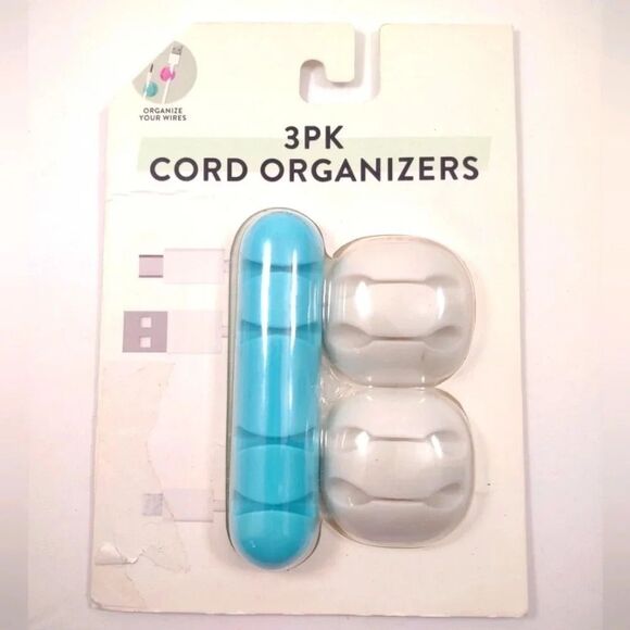 Cord Organizer 3 Count Pack 2 Cord and 4 Cord Holders Stick On Adhesive Mount - Picture 1 of 11